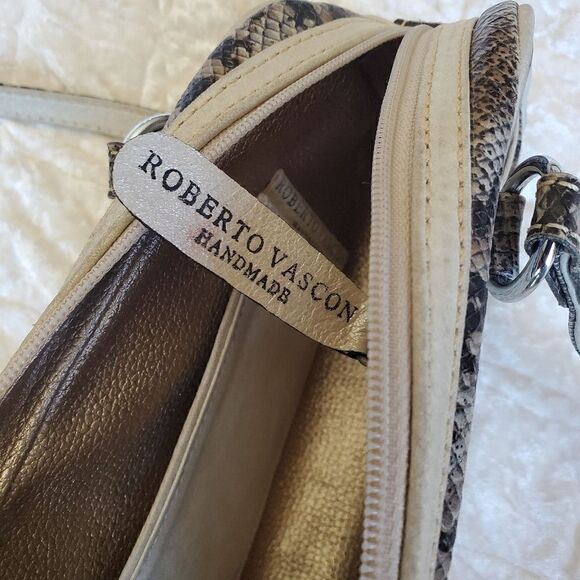 ROBERTO VASCON Hand Made Women's Hand Bag Reptile Embossed Genuine Leather Y2K - Picture 9 of 14